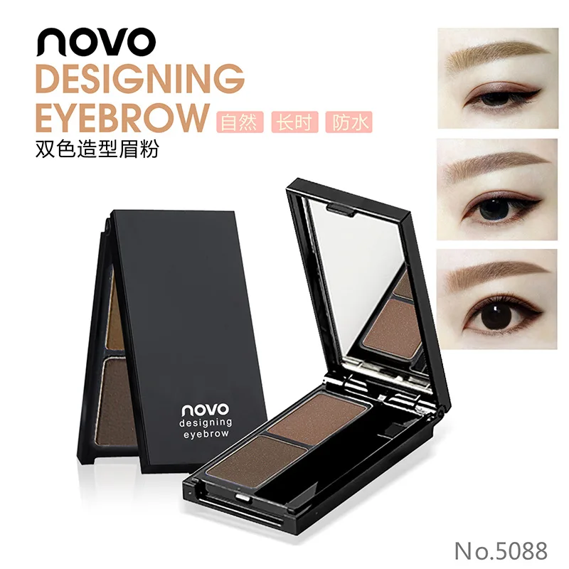 NOVO Natural Bicolor Eyebrow Powder Plate for Stereoscopic Sculpture, Waterproof, Anti Sweating, Long lasting, Non Staying