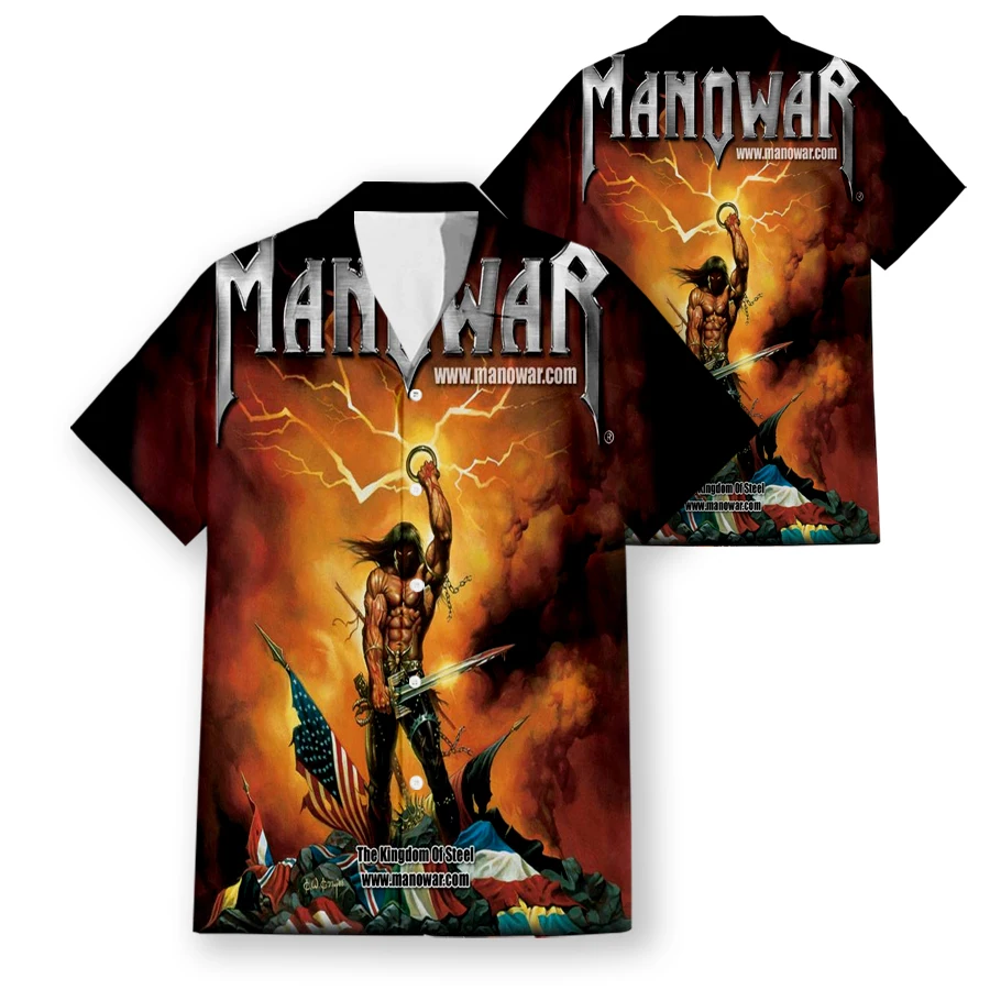 

Phechion Hawaiian Short Sleeve Men's Shirt Manowar Final Battle World Tour 3D Printed Casual Shirts Fashion Men Tops W21