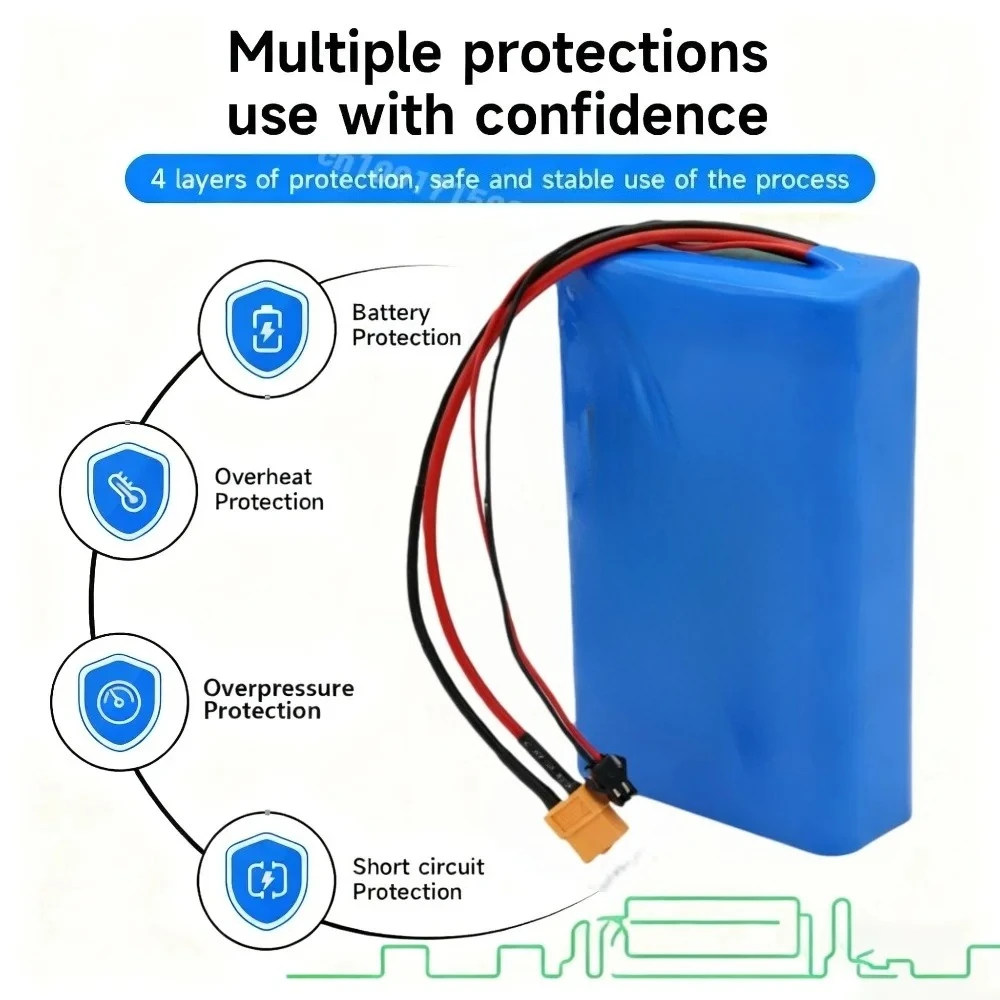 Rechargeable 36V Lithium Battery 10S2P 4000mAh 6000mAh High Capacity, with BMS Protection for Self-balancing Scooter Hoverboard