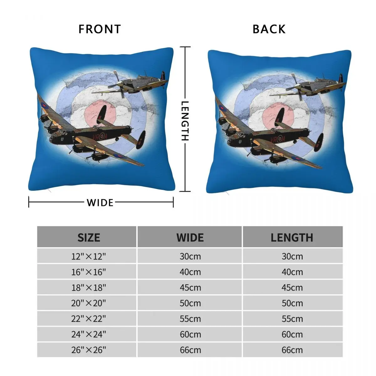 Spitfire And Lancaster Aircraft Square Pillowcase Polyester Linen Velvet Pattern Zip Decor Throw Pillow Case Home Cushion Case