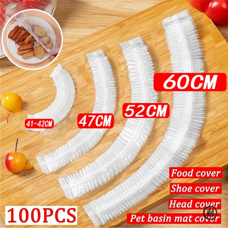 Bolsas de plástico elásticas a prueba de fugas, 50 unidades, cubiertas desechables de calidad alimentaria para frutas, verduras, almacenamiento de alimentos en la cocina