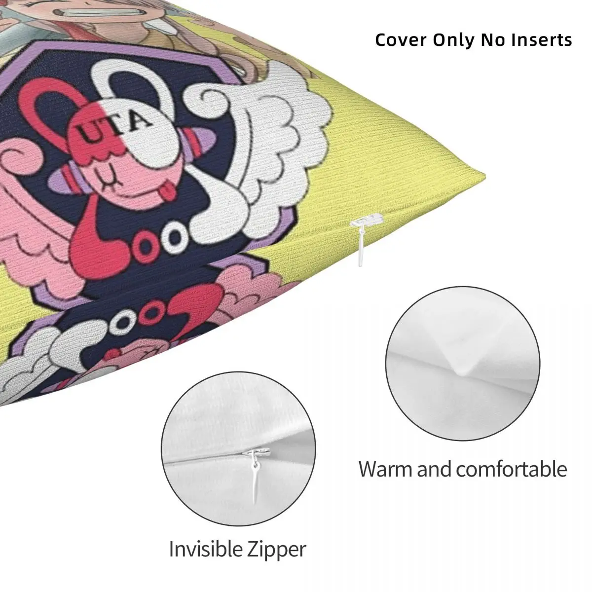 Uta One Piece Square Pillowcase Polyester Pillow Cover Velvet Cushion Zip Decorative Comfort Throw Pillow For Home Car