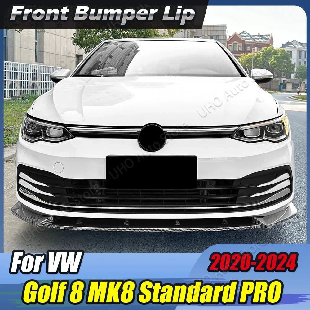 ABS Gloss Black Car Front Bumper Diffuser Trim Spoiler Splitter Body Kits For Volkswage Golf 8 MK8 Standard Pro 2020-2024