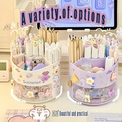 Rotating Desk Organizer With Compartments Large Capacity Pen And Pencil Holder Multi-Functional Office Box For Stationery