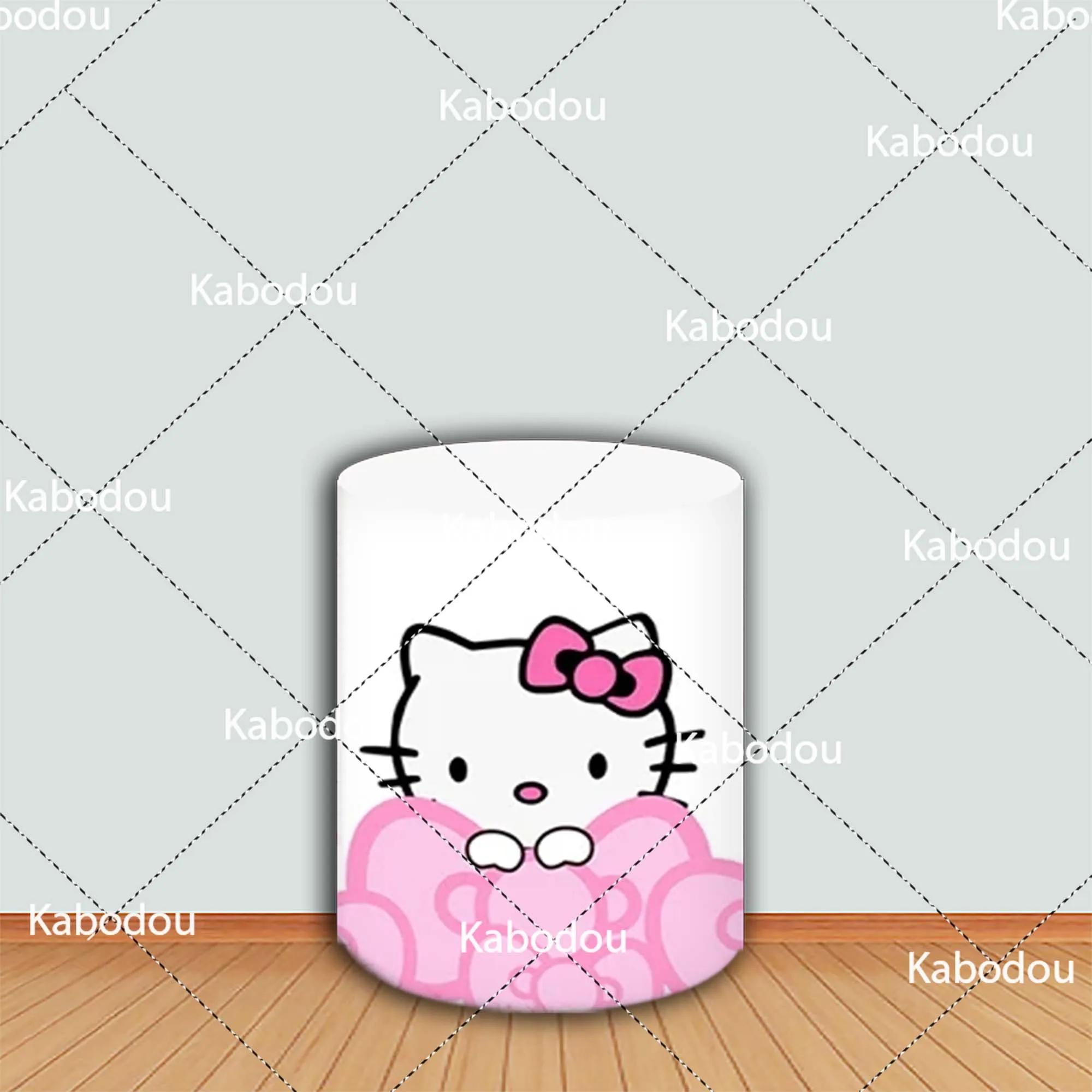 Hello Kitty Ronde Achtergrond Meisje Verjaardagsfeestje Decoratie Cartoon Foto Roze Fotografie Achtergrond Baby Douche Cilinder Cover