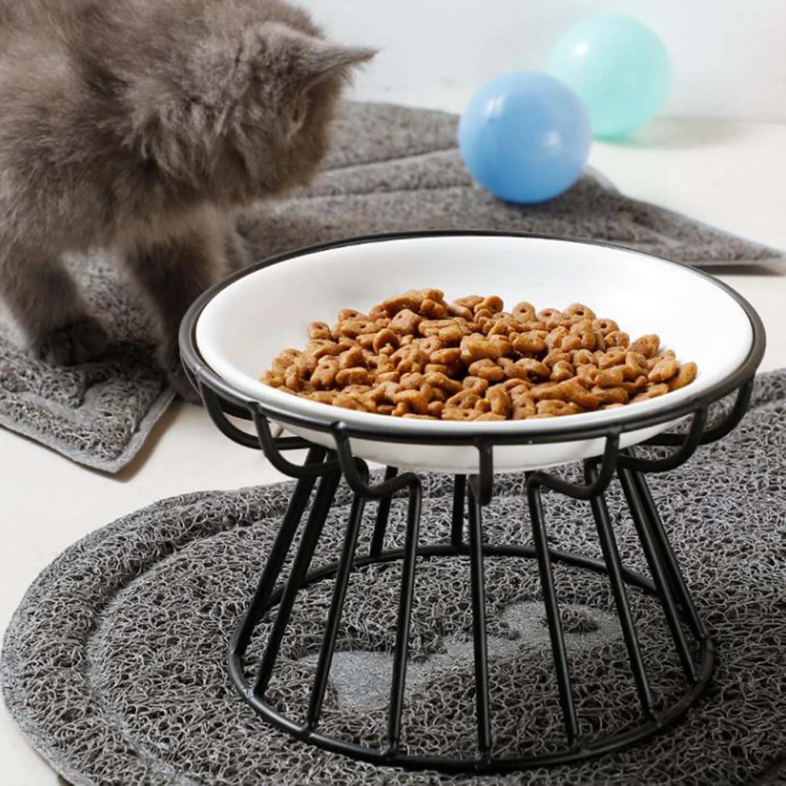 Metal Raised Stand for Cat Lift Bowl for Pet Ceramic Food Snacks Feeder Elevated Feeder Kitten Puppy Dish Dog Feeding Supplies