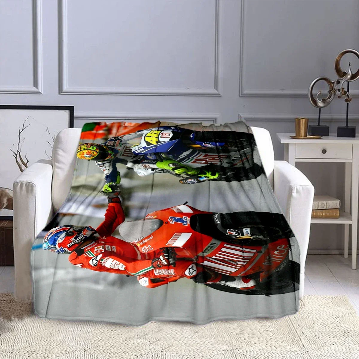 Motorcycle GP Rally motorcycle Speed  Blanket Children's High Quality Flannel Blanket Soft Comfortable Home Travel Blanket
