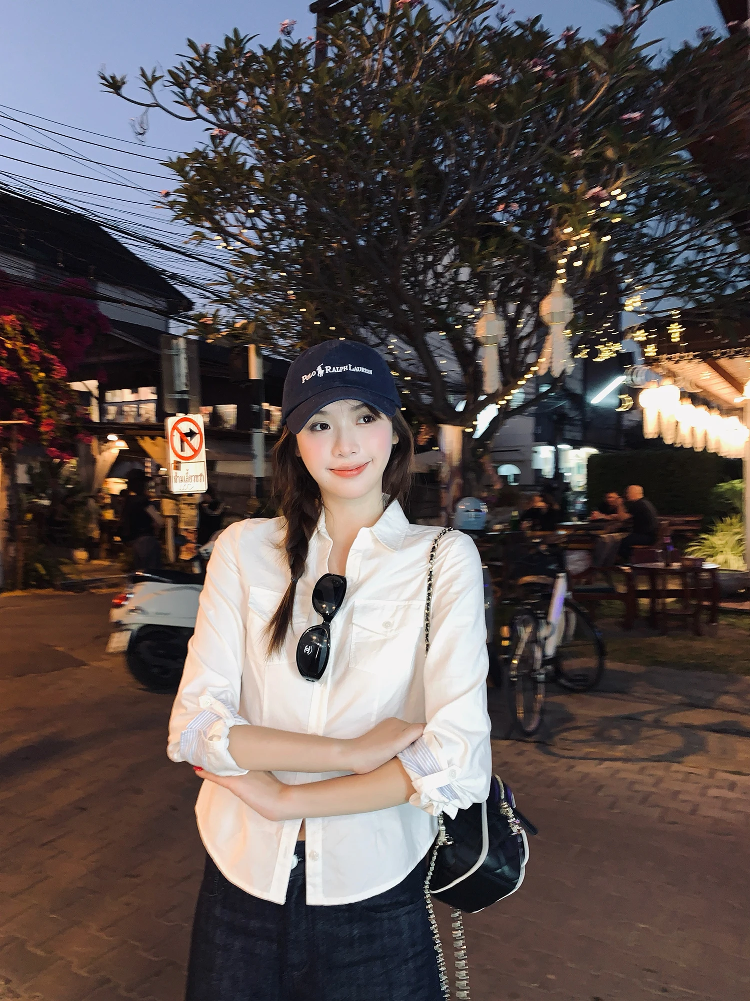 

Vintage Washed White Jasmine Cotton Shirt Loose Fit Long Sleeve Gathered Waist Plaid Pattern Breathable Comfortable Women's S...