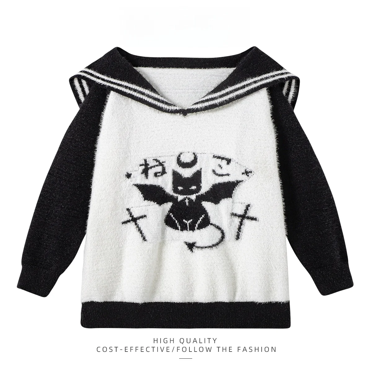

PAIXIANG Women's Loose Knitted Sweater Winter 2024 New Lazy Sle V-ne Long Sve Printed Casual Top Faion Trend