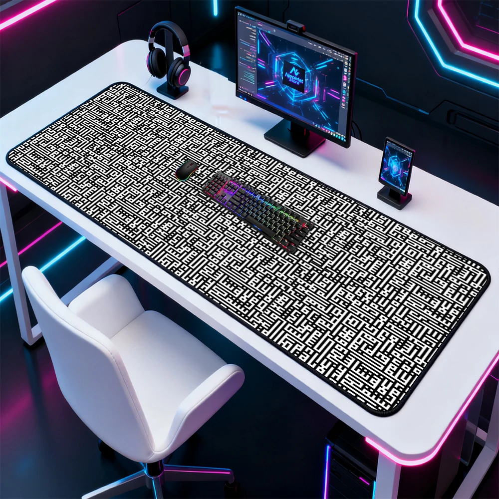 Geometric Desk Mat Large Exten - огляд і ціна Desk Setup Black And White