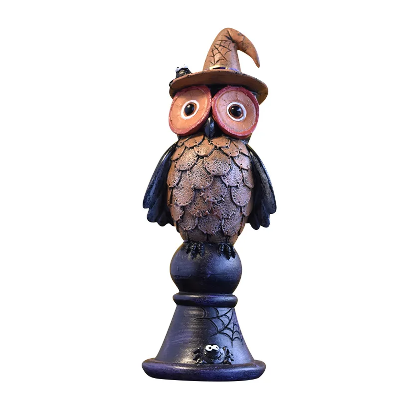 

Wholesale Gothic Owl Halloween Ornaments Ghost Festival Haunted House Atmosphere Decorations Resin Crafts