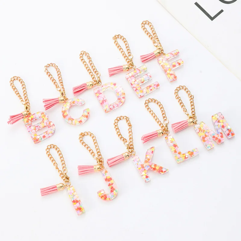 New 26 Letter Resin Stanley Cup Chain Letter Chain Cute Jewelry Pendant Keychain Wholesale