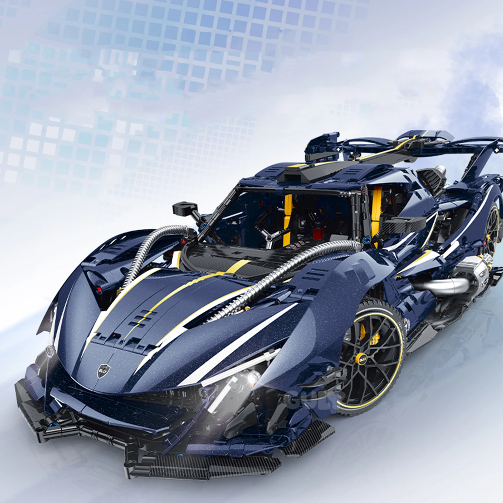 GULY10641 1:8 Model Supercar, Klocki, Kreatywny Model Samochodu Technologicznego, Wyścigowy Samochód Miejski, Mechaniczny, Wysoki Poziom Trudności Montażu, Zabawka dla Dorosłych, Prezent