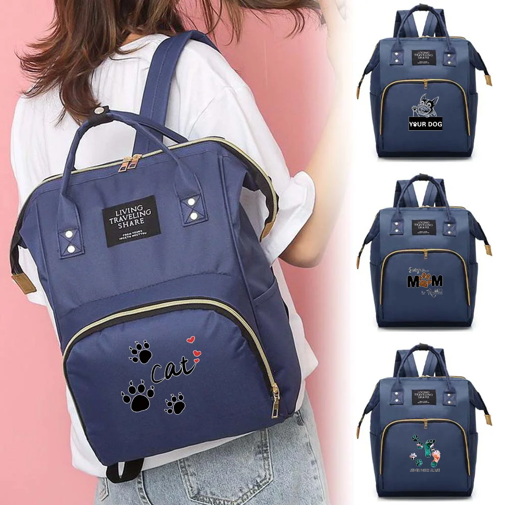 Mommy Bag Lightweight Diaper Bags Portable Large-capacity Travel Maternity Backpack Female Mommy Outting Bag Footprints Pattern
