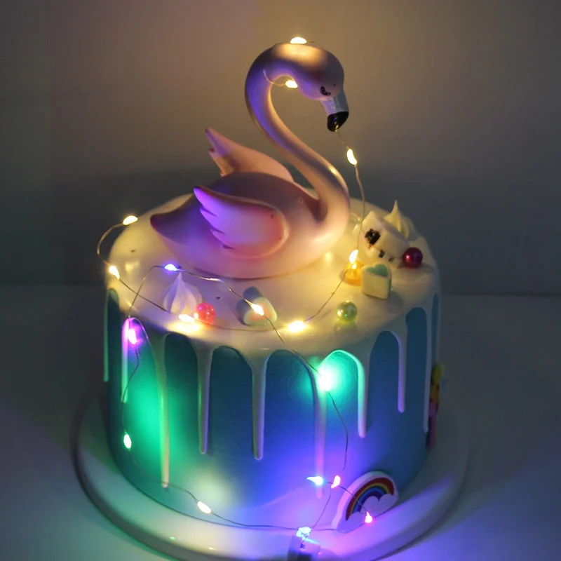 LED-Kupferdraht-Geburtstagstorten-Lichterkette, blinkende Feenlichter in Warmweiß/Bunte Girlandenlichter/Hochzeitsgeschenkbox-Partydekoration – Detail 5