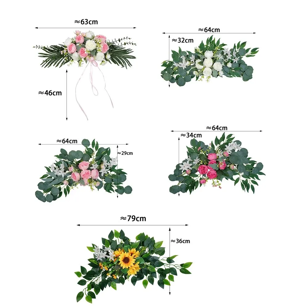 Artificial Wedding Arch Flowers Boho Red Rose Eucalyptus Garland Drapes Home Decoration Wedding Decorations Welcome Sign