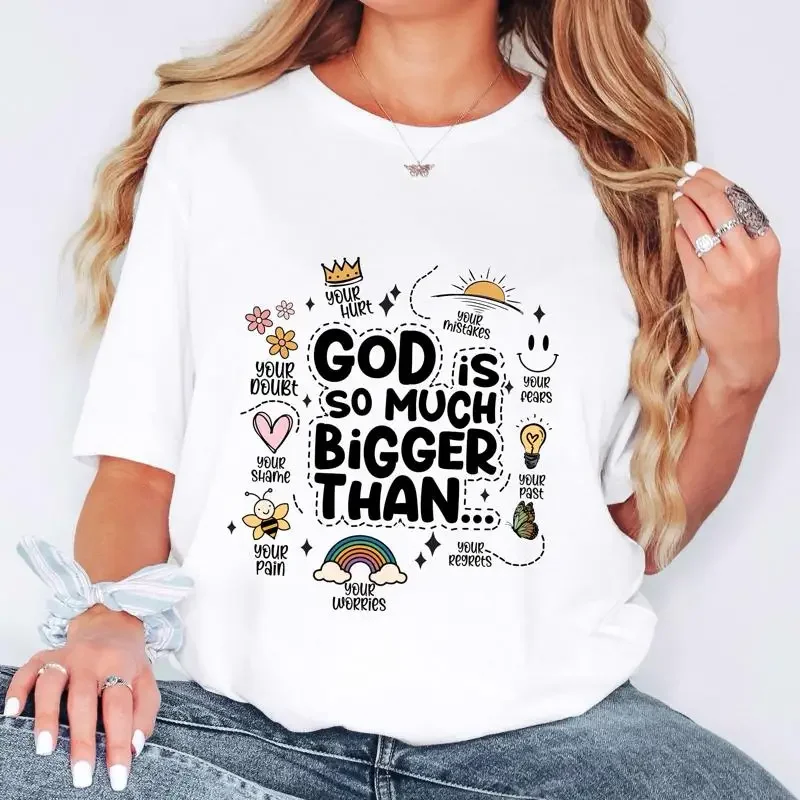 Retro Christian T Shirt God Is So Much Bigger Than Bible Affirmations Dear Person Faith Based