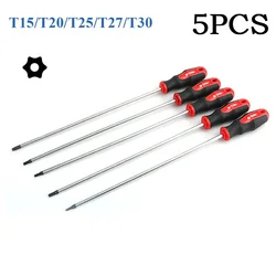 5pcs T15/T20/T25/T27/T30 Screw Driver Torx  400mm Extra Long Torx Screwdriver Magnetic Screw Drive Home Repair Tools