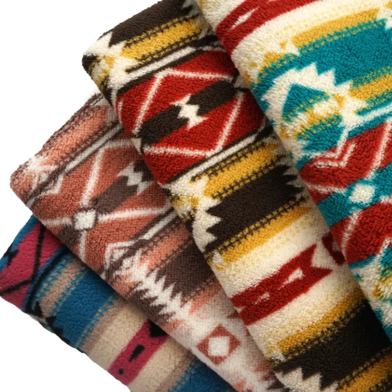 

Флисовая бархатная ткань с ромбическим геометрическим узором в этническом стиле, ткань для квилтинга-62,9x19,68 дюймов (160x50 см), полиэфирная ткань для рукоделия