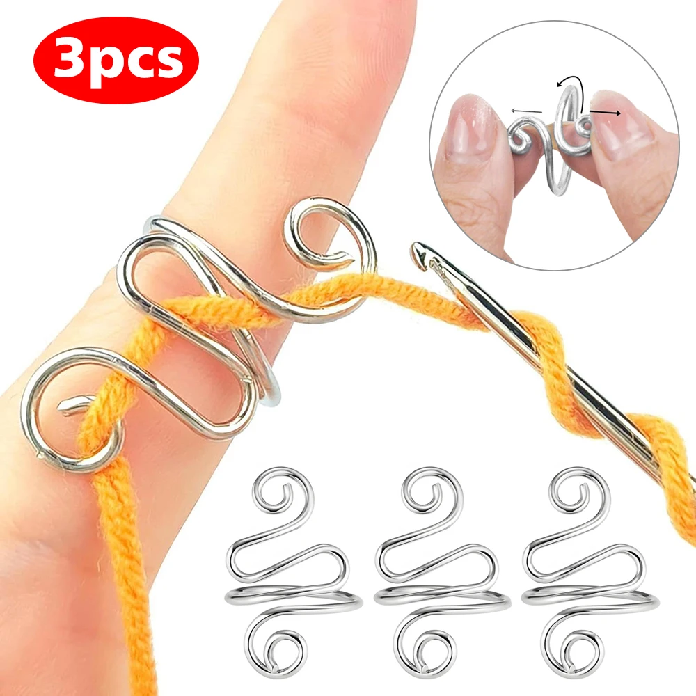 

Регулируемое кольцо-петля для вязания крючком, вязаное направляющее для пряжи, держатель для пальцев, более быстрый держатель, наперсток, кольцо для вязания крючком, швейные инструменты