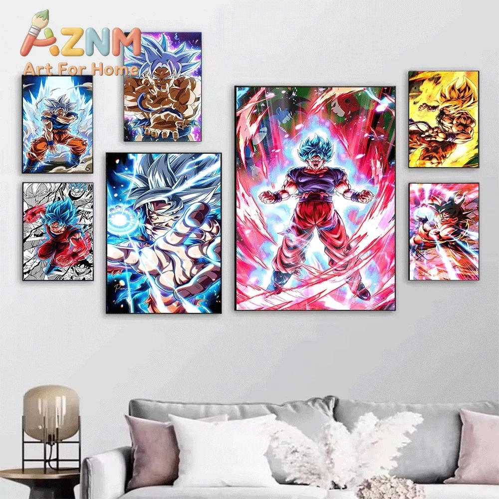 Dragon Ball Z Goku Super Saiyan Blue Kaioken Anime Canvas Wall Art Unframed Print Poster For Bedroom Living Room Decor