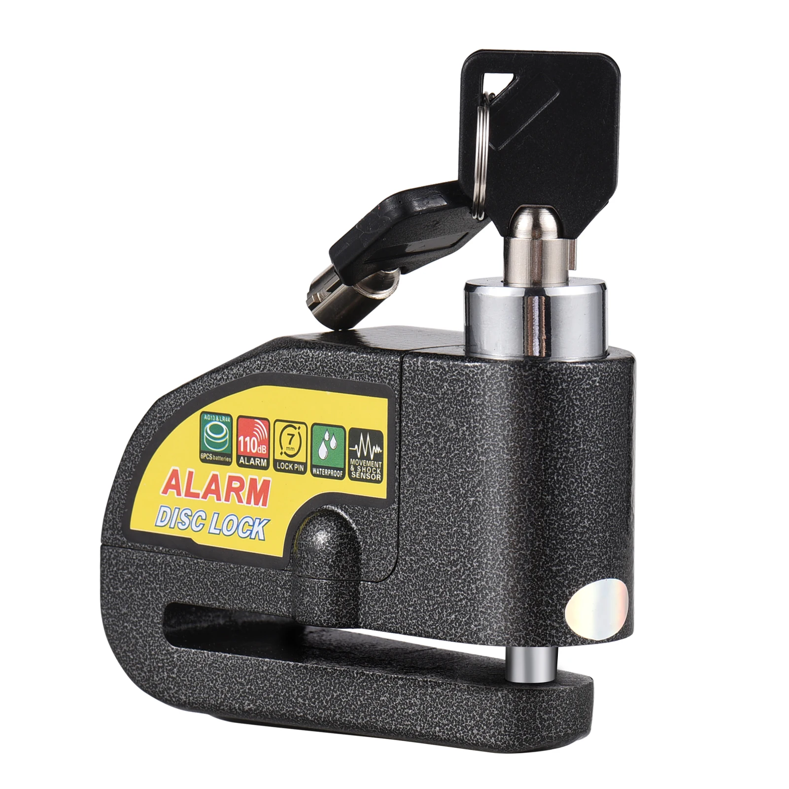 Disc Lock with Alarm Disc Brake Lock Motorcycle Alarm Lock Anti-Theft Security Wheel Disc Lock 110dB Alarm Waterproof Battery