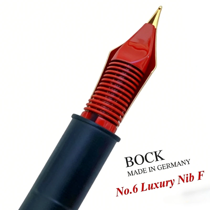 German Luxury Red No.6 BOCK Nib Fountian Pen Tips Writing Smooth Hand Pushed Red Golden F 0.5MM Ink Pens Tip Replacement JOWO
