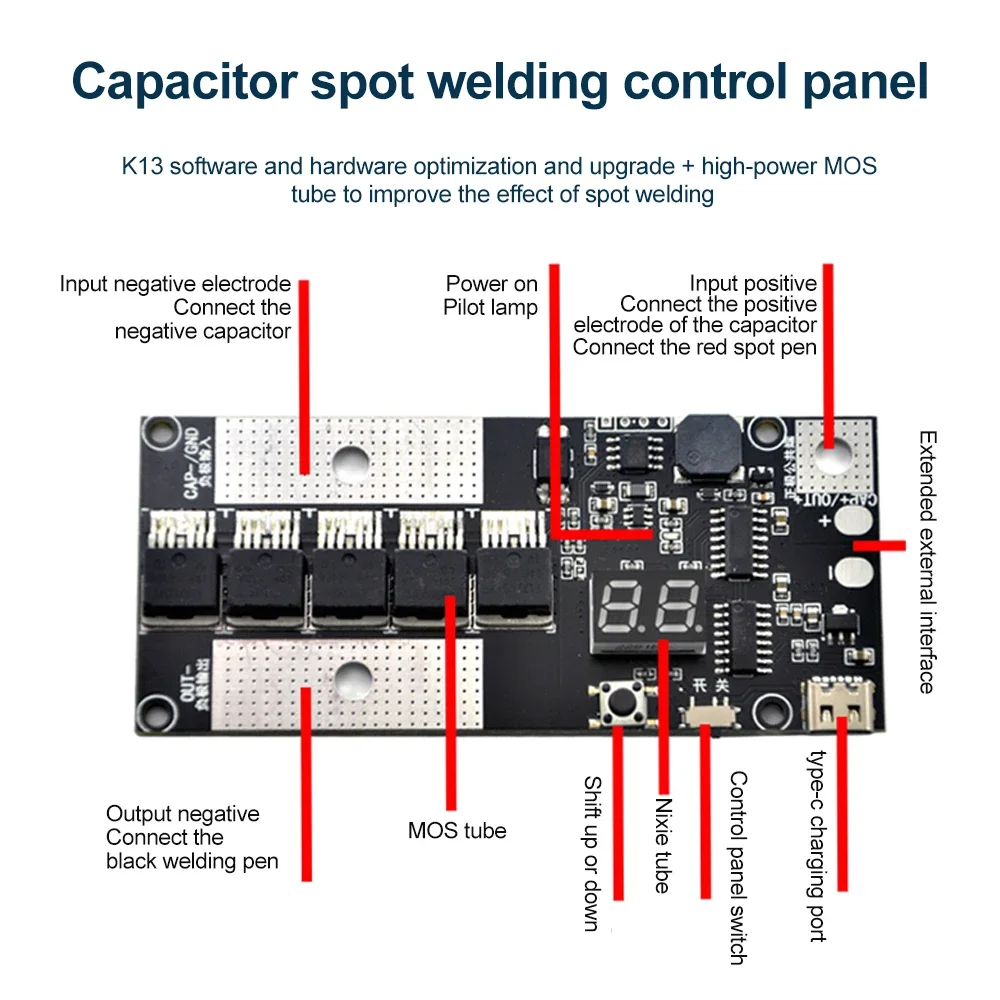 Farad Capacitor Spot Welding Machine kit K6 Small Handheld Portable DIY 5V PCB Control Board 18650 Battery Spot Welding Machine