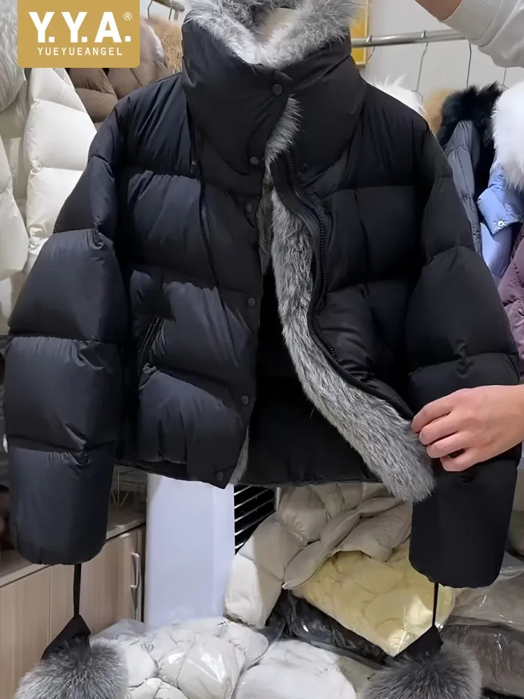 Leisure Ladies Versatile Warm Short Jacket Solid Color Long Sleeves Down Coat Fashion Zipper Stand Collar Thick Outerwear