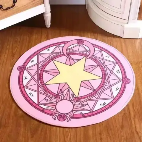 MINISO 디즈니 벚꽃 매직 서클 원형 카펫 아름다운 소녀 홈 거실 침실 깔개 욕실 바닥 장식 매트