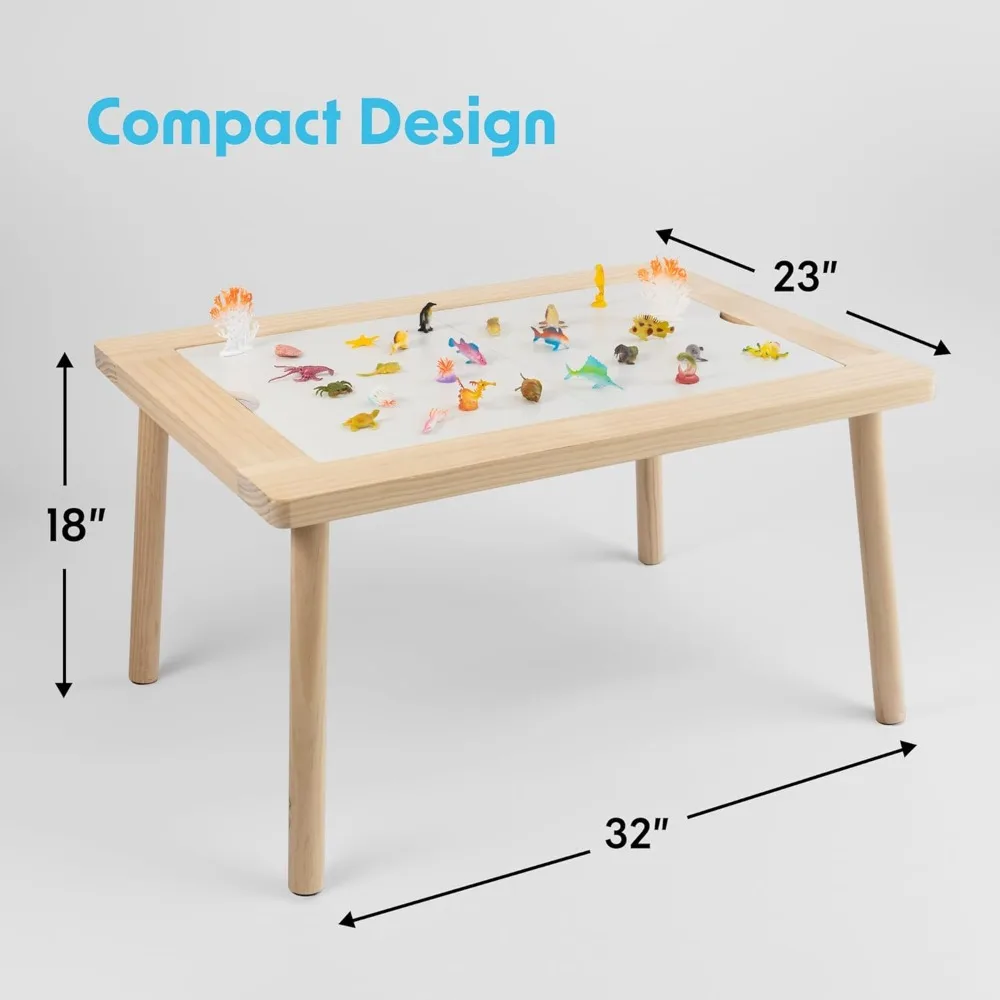 Multi-Activity Sensory Table That Grows with Your Child. Adjustable Height for Kids Age 1-6. 2 Full Size Bins Included, Wooden