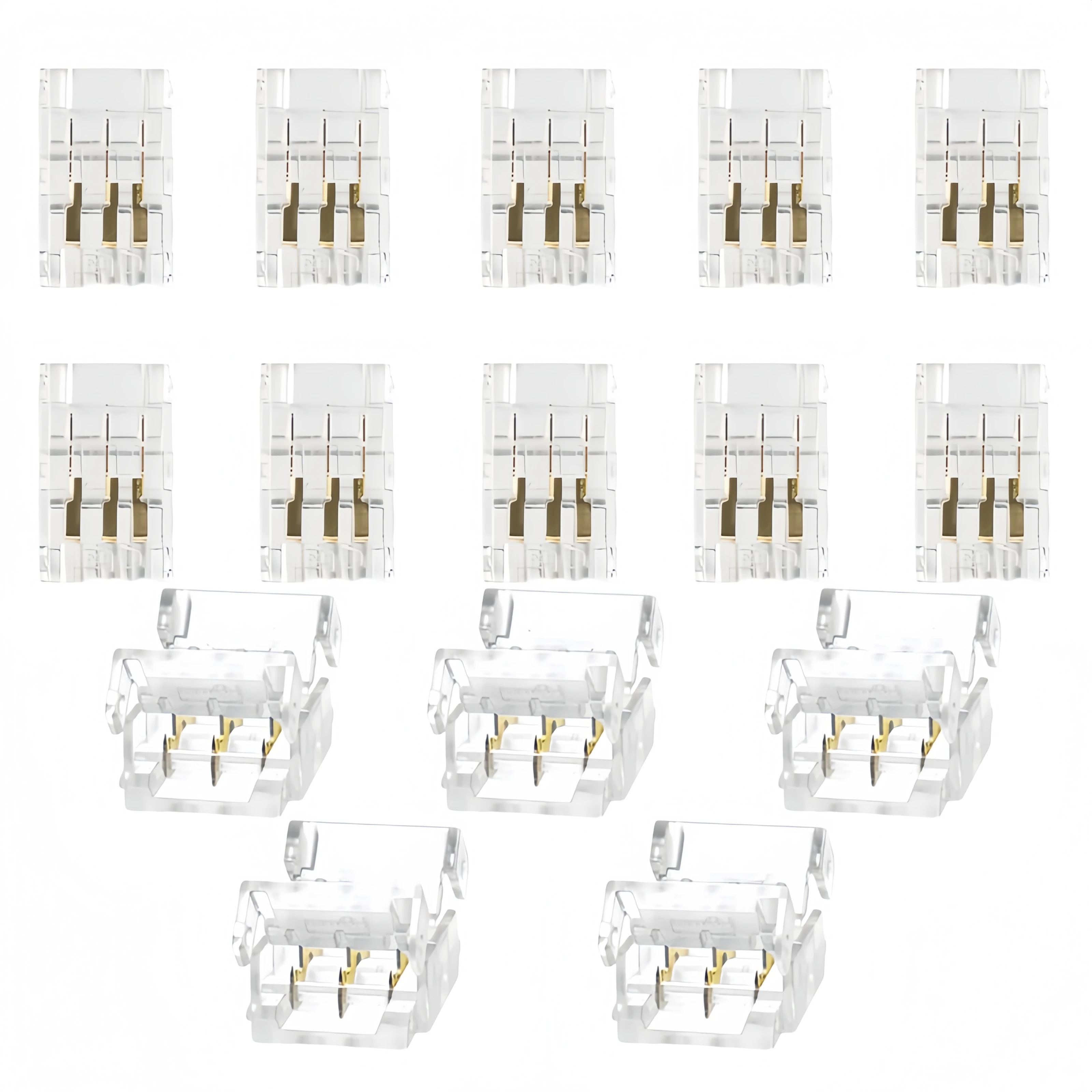 10/15Pcs 10mm 3-Pin Solderless Strip to Wire Quick Connectors Fast LED Strip Connectors Without Wire for Single Color LED Strips
