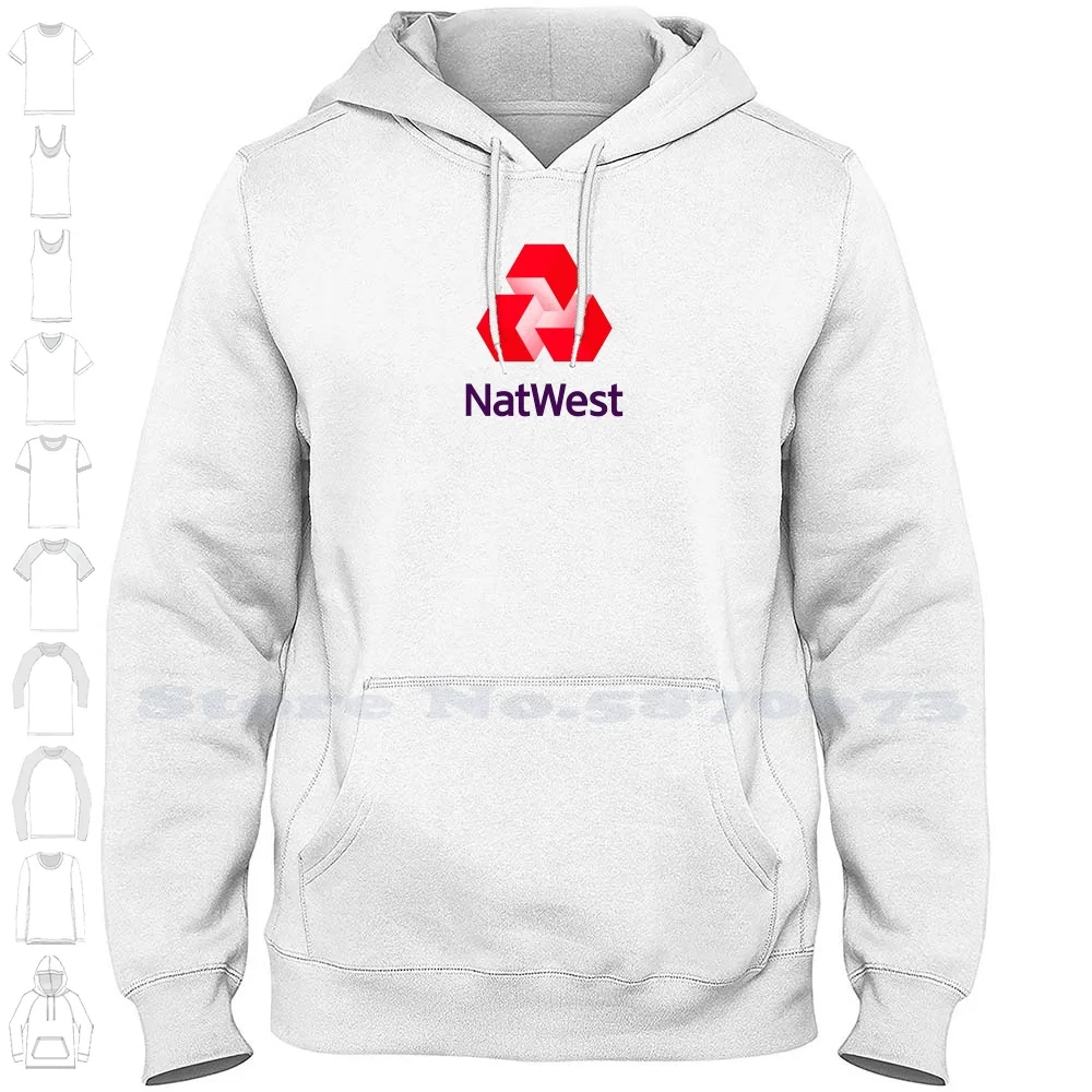 NatWest Logo Casual Clothing Sweatshirt Printed Logo 100% Cotton Hoodie