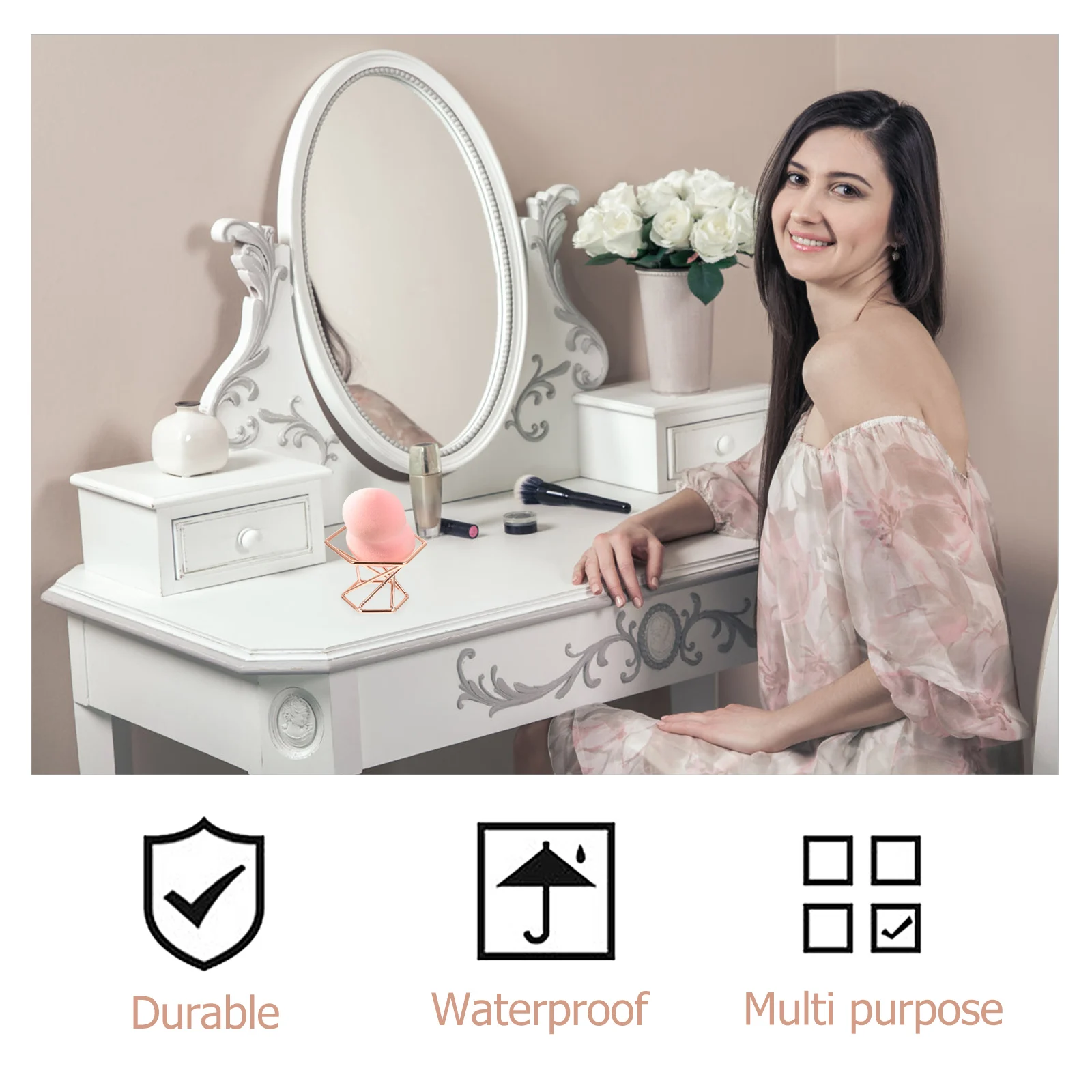 2pcs Powder Puff Holder Drying Rack Makeup Sponge Storage Shelf Organizer Beautifying Brush Accessories