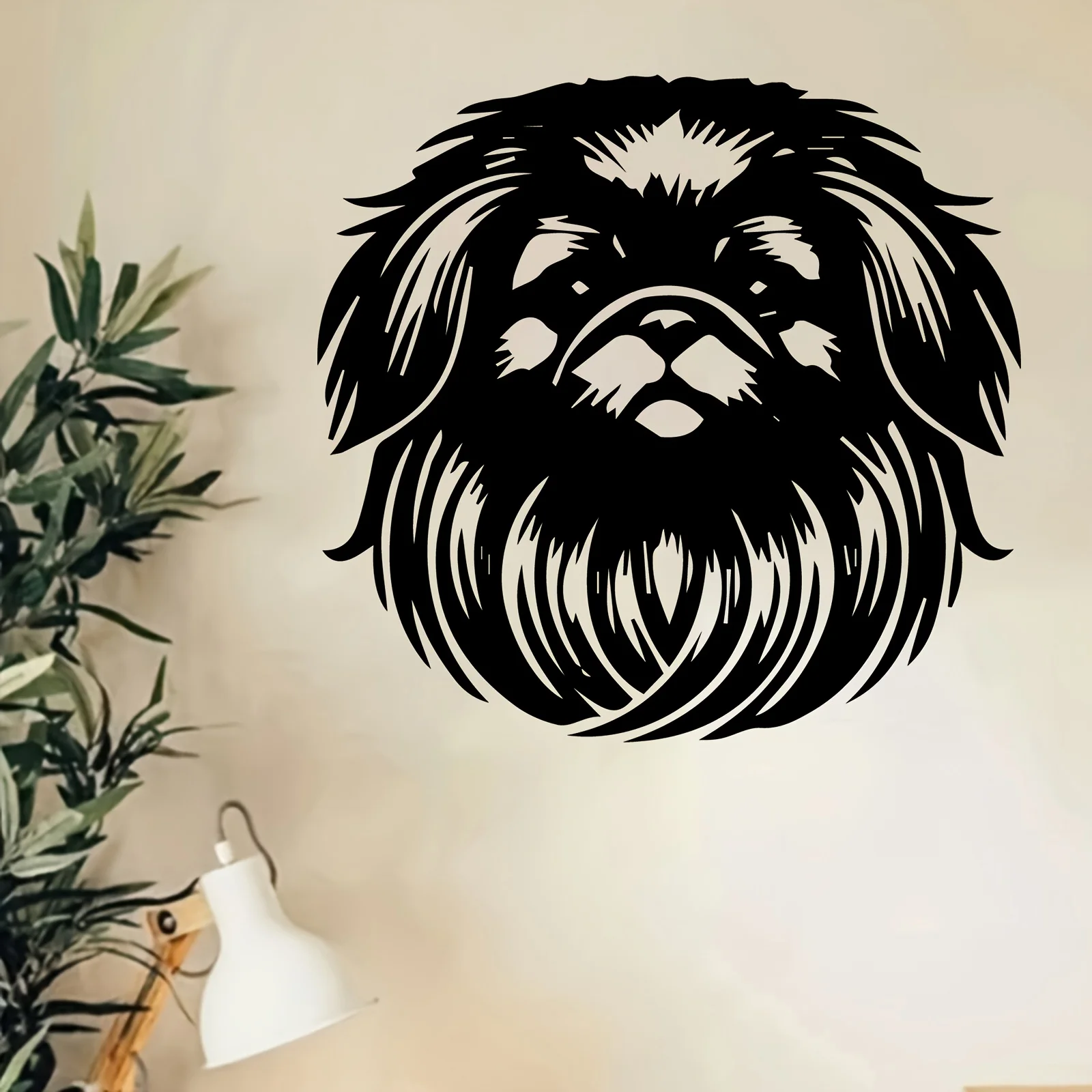 1pc Pekingese Metal Wall Art, Cute Dog Iron Wall Sculpture, Rust‑Proof Indoor Outdoor Living Room & Garden Fence Decor