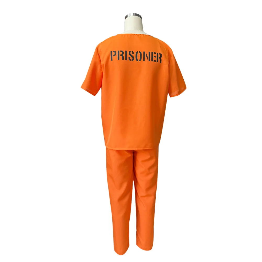 

loween Luigi Cosplay Costume Prisoner Suit Role-plang Orange Prisoner Outfit Two-piece Set ort Sve Long Pants