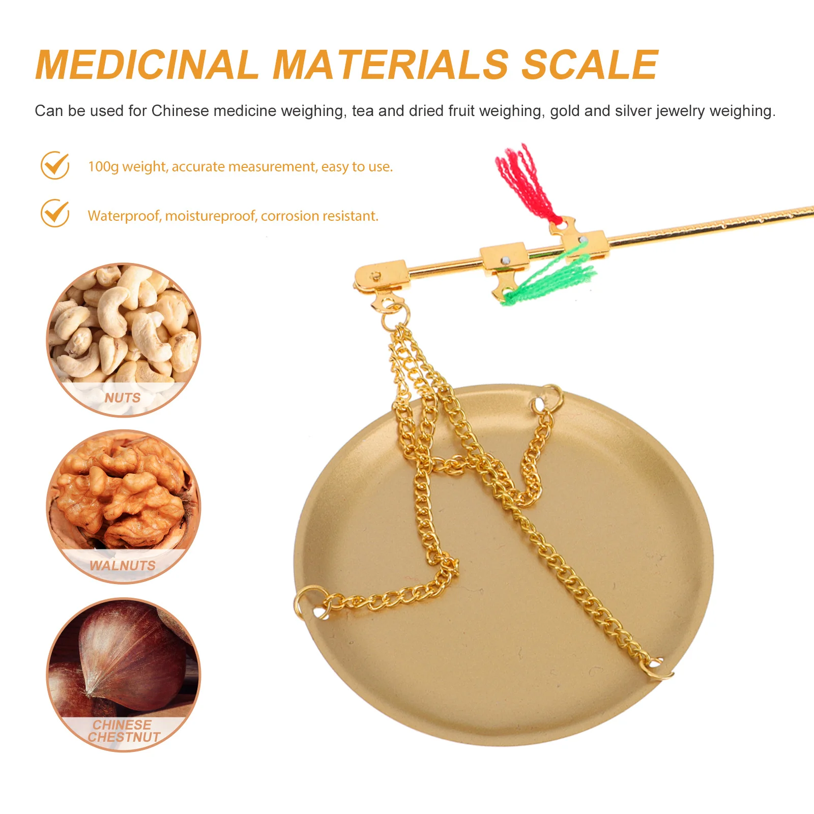 Báscula Digital de cocina de 100G, dispositivo de mano de medicina china de cobre con placa redonda, para el hogar, gramos de comida, peso tradicional para bebé