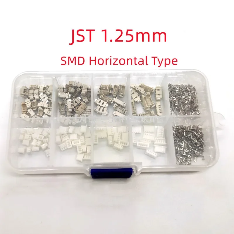 60sets/Box JST 1.25mm Pitch SMD Horizontal Type Connectors 2p/3p/4p/5Pin Terminal/Housing/Pin Header Connector Kits