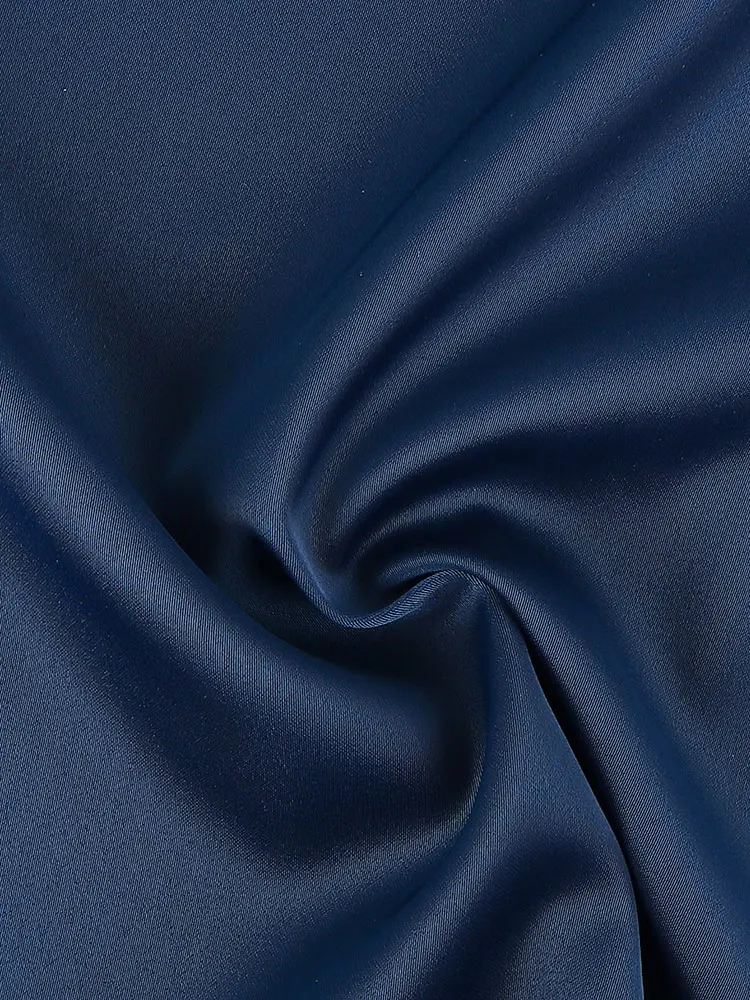 Nueva camiseta Vintage de manga larga con cuello en V de satén de lujo azul marino, moda para ir al trabajo, K Pop Office, jerséis ajustados para mujer, Polos que combinan con todo