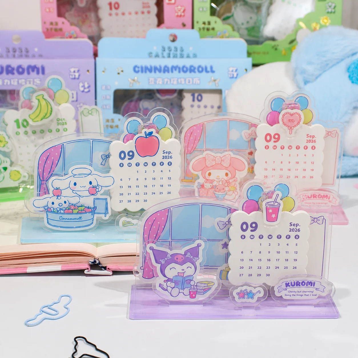 2027 Genuine Sanrio Daily Schedule Calendar Cartoon Kuromi Cinnamoroll Melody Acrylic Yearly Calendar Ornament Christmas Gifts