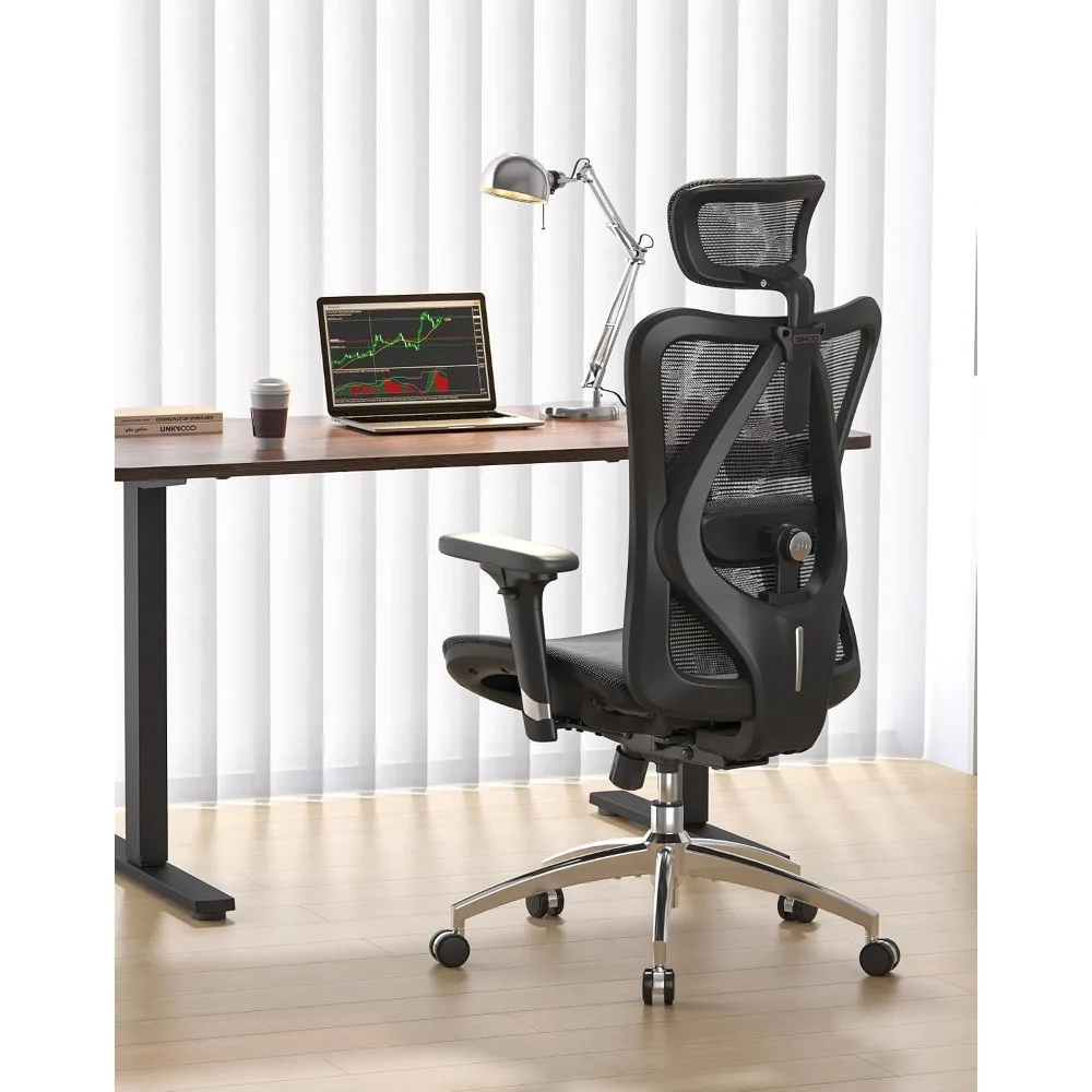 Ergonomic Mesh Back Desk Chair with 3D Armrests and Adjustable Features for Comfortable Home Office Use