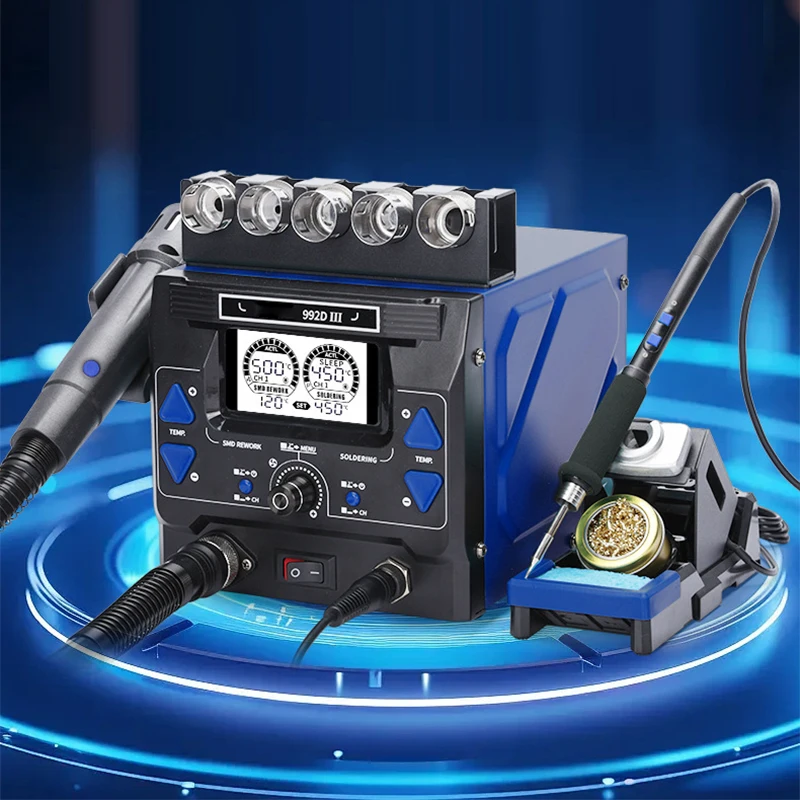 2-in-1 Soldering Station 992D-III Hot Air Rework Station C245/210 Handle Soldering Station Soldering & Repair Tool Microcomputer