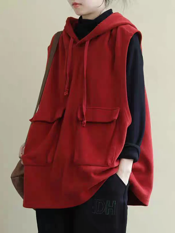 

Женский жилет большого размера с капюшоном, новый стиль, без рукавов, модный, повседневный, в корейском стиле, свободного кроя, для весны и осени