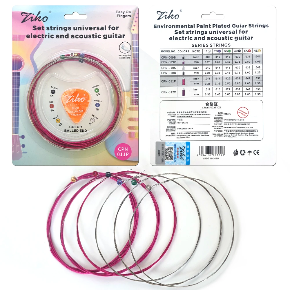 Set di corde per chitarra in lega universale ZIKO per chitarra acustica ed elettrica Parti e accessori per chitarra durevoli