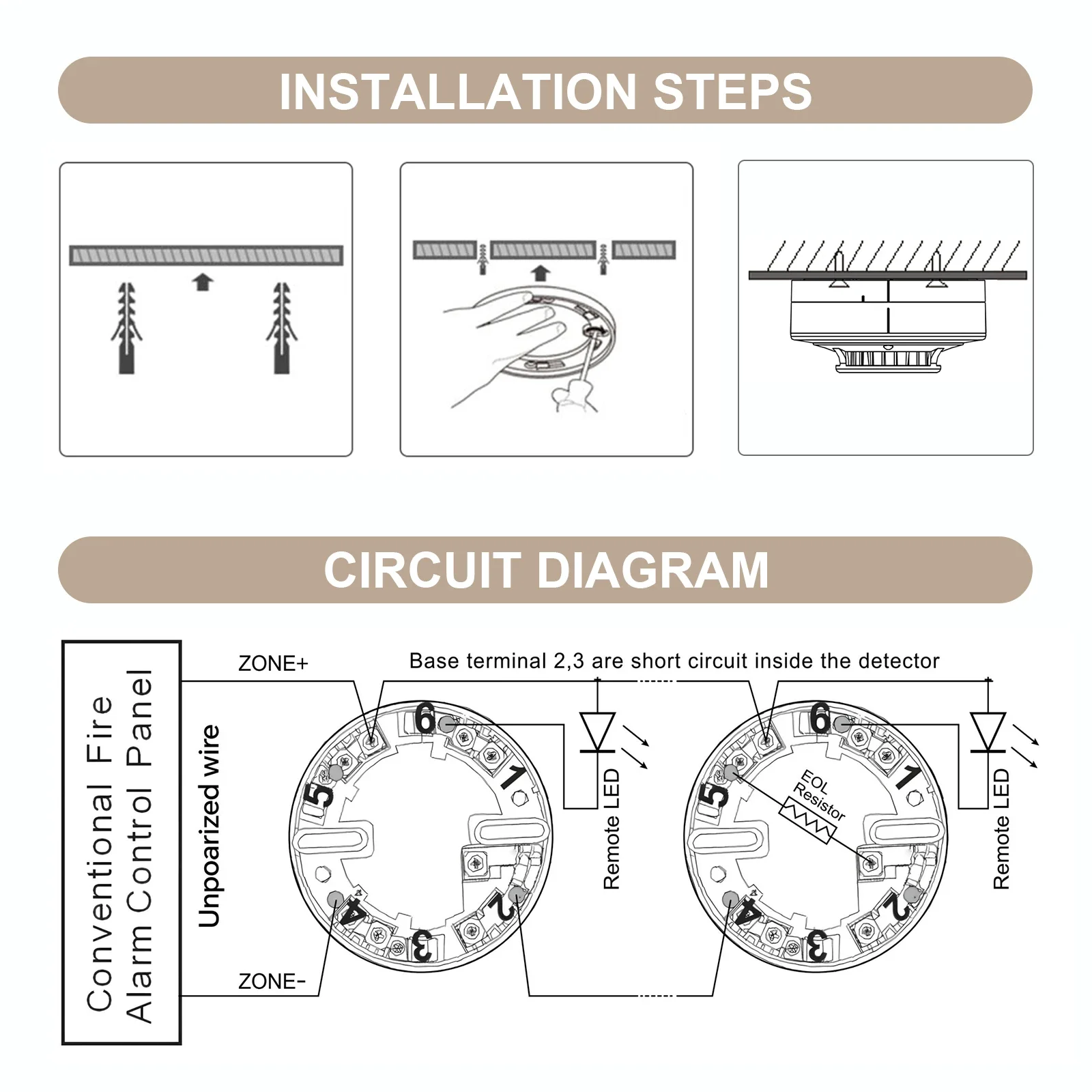 Detector de calor convencional Detector de temperatura con cable Sensor de alarma independiente para sistemas de alarma Gsm