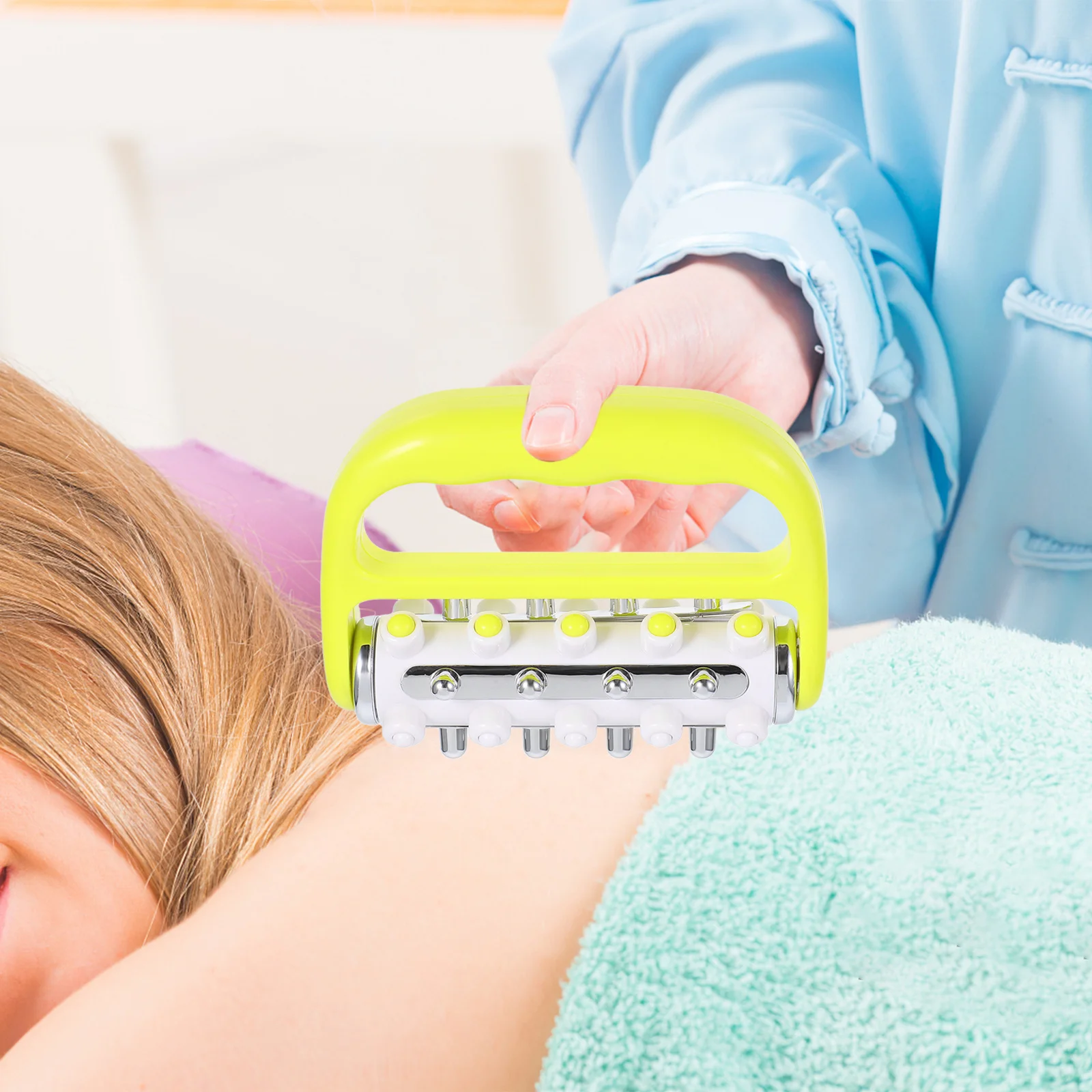 

Handheld Massage Roller Yellow Portable Plastic Deep Tissue Muscle Massager for Leg Back Foot Neck Pain Relief Anti Cellulite