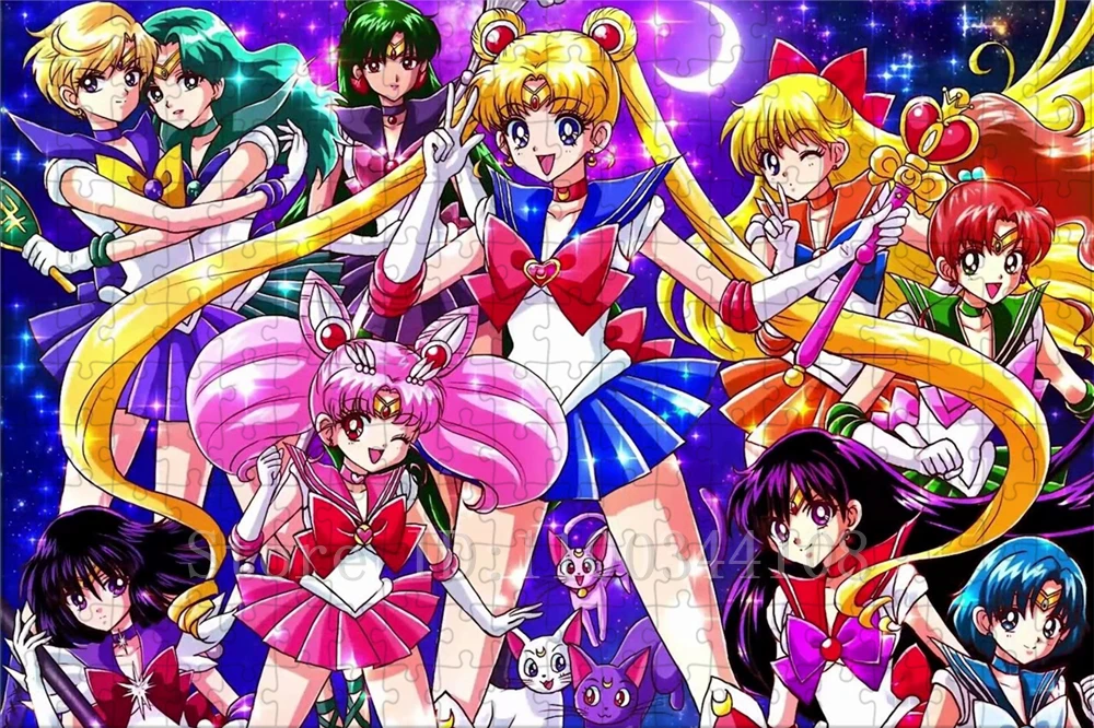 Sailor Moon Jigsaw Puzzles Unique New Year Gifts for Girls 300/500/1000 Pieces Anime Cartoon Puzzles Handmade Toys & Hobbies