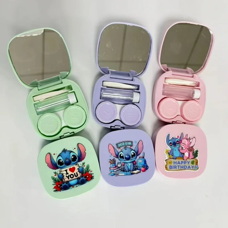 Disney Stitch Contact Lens Case, Cute Cartoon With Mirror, Tweezers And Contact Lens Storage Box, Portable Contact Lens Care Box