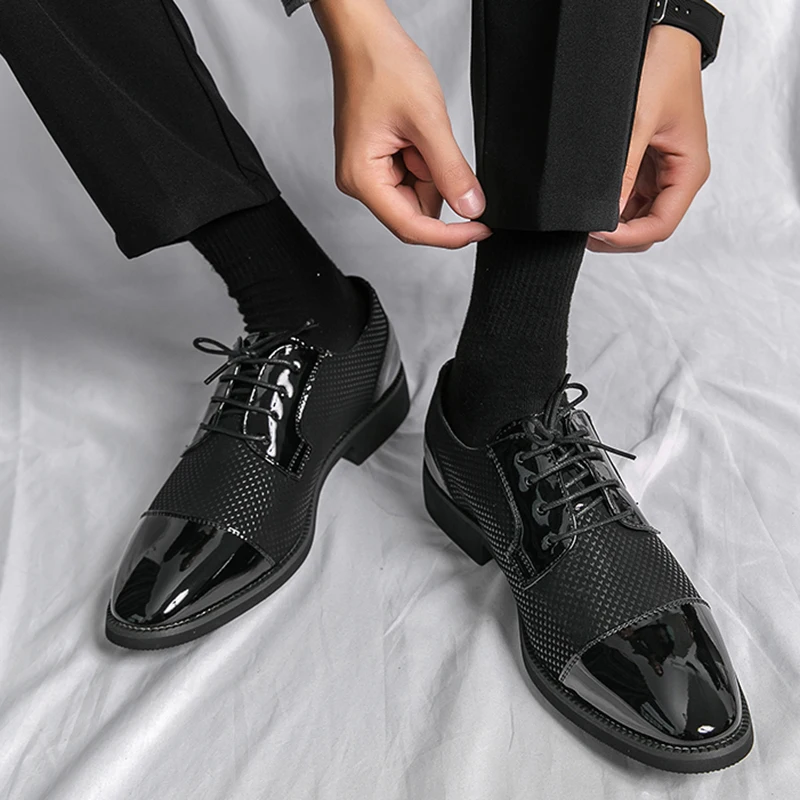 Men Dress Shoes for Party Wedding Casual Business Formal Shoes Plus Size Lace Up Oxfords Elegant  Men Luxury Shoes