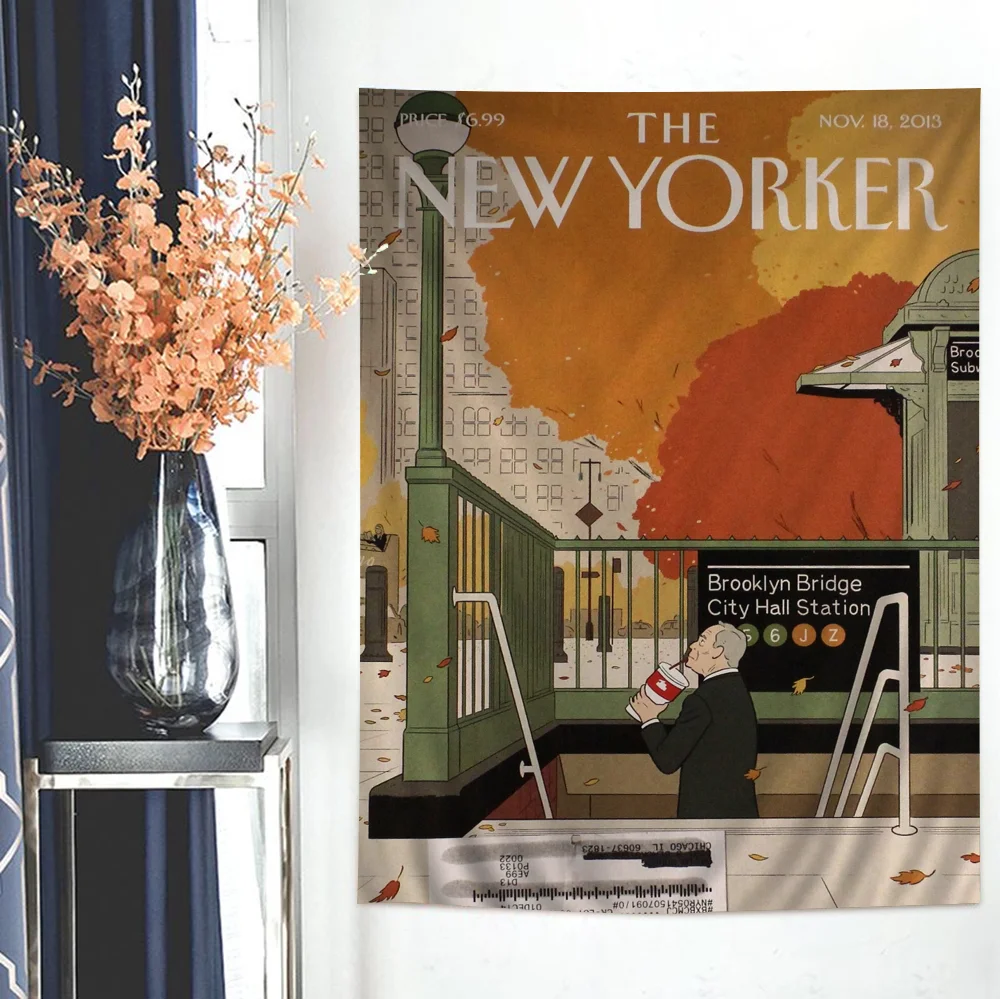 The New Y-Yorker M-Magazine Cover Tapestry Art Printing Japanese Wall Tapestry Anime Wall Hanging Home Decor